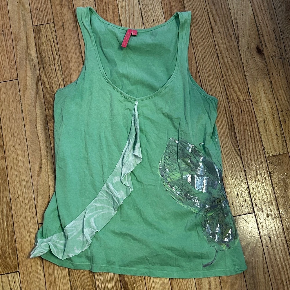 Charlotte Tarantola Green Tank with Ruffle Size‎ XL
